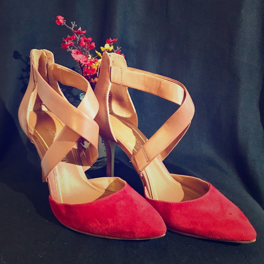 Enzo Angiolini Cross Strap Pointy Toe Pump, 4.5